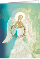 Angel with a Wreath Woven of Twigs and Flowers Blank card