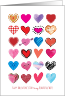 Lovely Illustrated Hearts Valentine’s Day for Beautiful Wife card