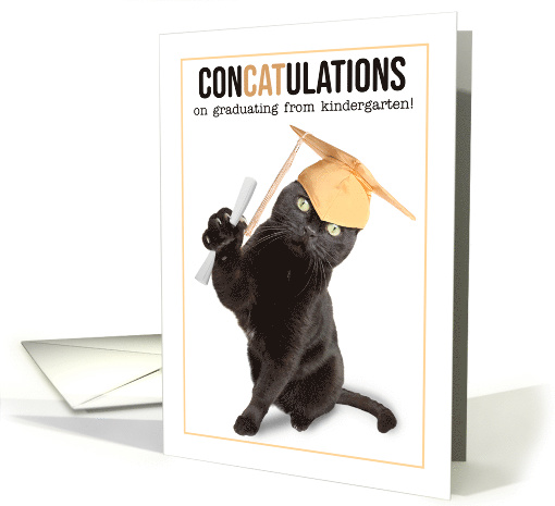 Congratulations Kindergarten Graduate Cute Cat Humor card (1568300)