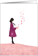 Valentines Girl Love Hearts card