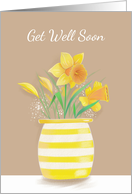 Get Well Soon Yellow Daffodils in Vase card