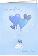 I’m So Sorry Blue Love Heart Balloons card