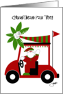 Christmas Holidays ParTee Sports Golfer Golf Humor Golf Cart Palm Tree card