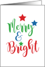 Merry and Bright Christmas Holidays and New Year Star Greeting card
