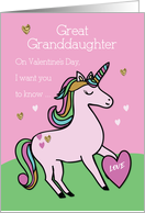Great Granddaughter Magical Unicorn Valentine’s Day card