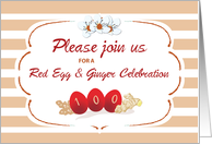 Baby’s Red Egg and Ginger Invitation with Stripes card