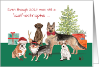 Dogs Funny New Year 2024 Old Year Catastophe card