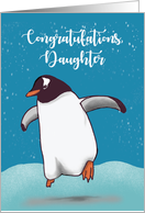 Daughter Congratulations Penguin Jumping For Joy card