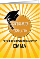 Custom Name Granddaughter Kindergarten Graduation Hat on Sun card