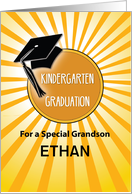 Custom Name Grandson Kindergarten Graduation Hat on Sun card