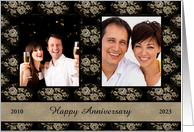 Gold Lace Two Photo When We First Met Then and Now Happy Anniversary card