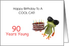 Happy 90th Birthday Frog and Cake card