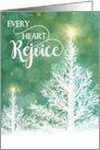 Every Heart Rejoice Winter Pines and Stars Religious Christmas card