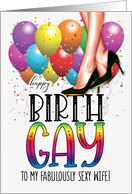 for Wife Happy Birth GAY Female Legs Rainbow card