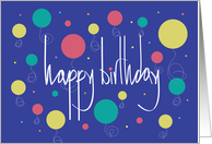 Hand Lettered Birthday Away at College Student Bright Colored Balloons card
