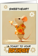 Sweetheart Happy Birthday Little Rat with Cocktail card